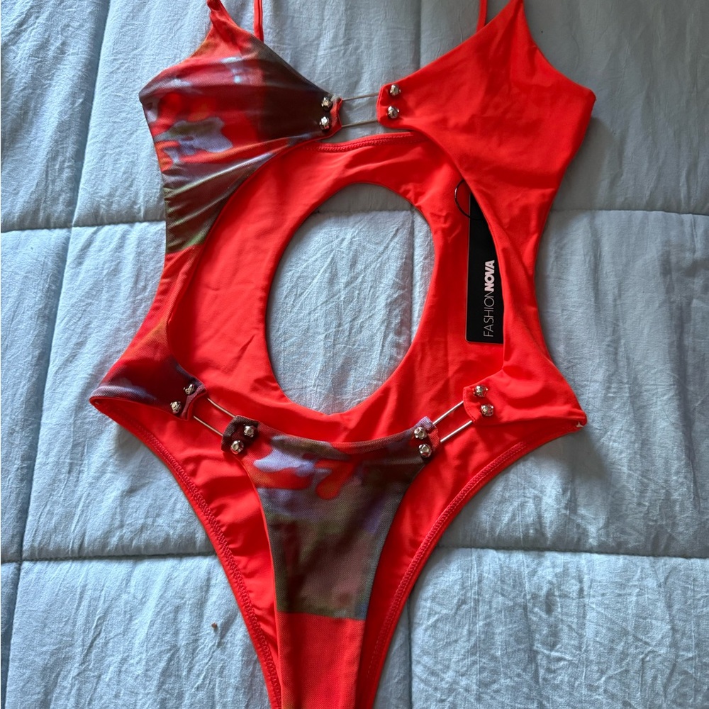 Fashion Nova Vibrant Red Cutout Bodysuit